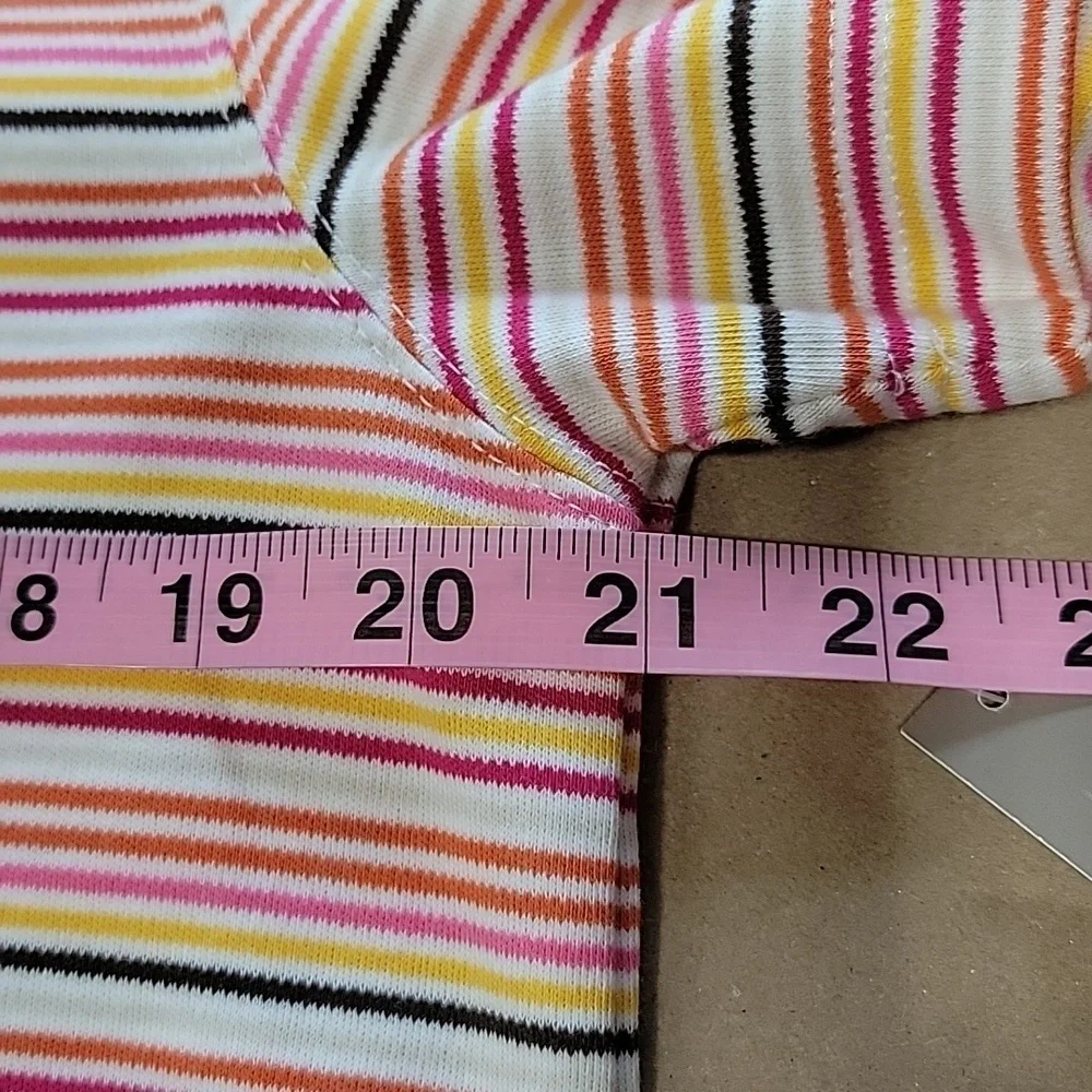 Kim Rogers Size M Multi Color Stripe V Neck Short Sleeve T Shirt, NEW with Tags